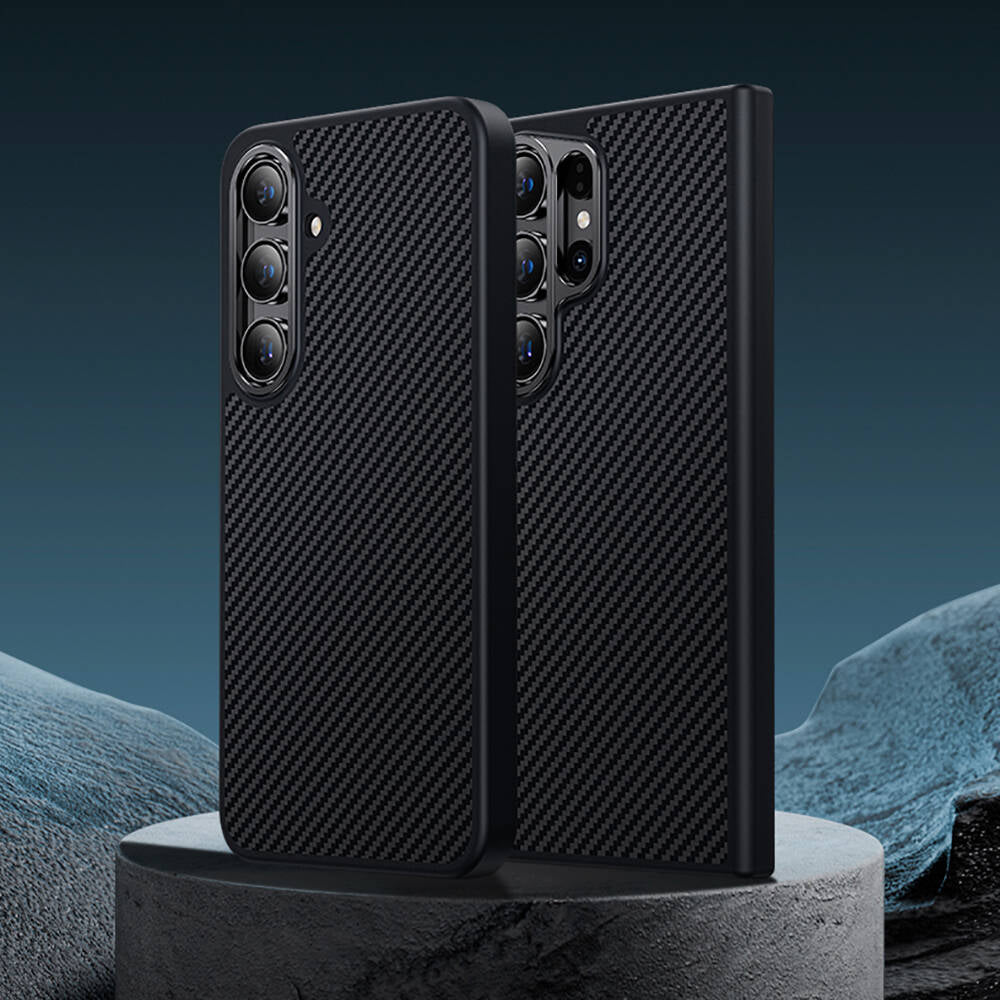 Galaxy S24 Plus Kılıf Karbon Fiber M-safe Şarj Özellikli Benks Hybrid ArmorPro 600D Kevlar Kılıf