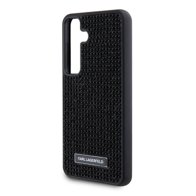 Galaxy S24 Plus Kılıf Karl Lagerfeld Taşlı Metal Logo Orjinal Lisanslı Kapak Siyah