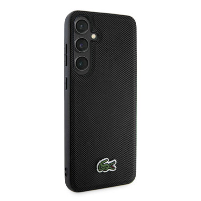 Galaxy S24 Plus Kılıf Lacoste Orjinal Lisanslı PU Pike Desenli Arka Yüzey İkonik Timsah Dokuma Logolu Kapak Siyah