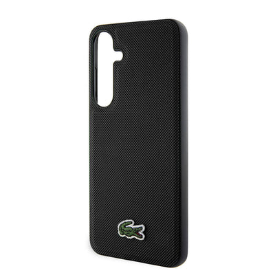 Galaxy S24 Plus Kılıf Lacoste Orjinal Lisanslı PU Pike Desenli Arka Yüzey İkonik Timsah Dokuma Logolu Kapak Siyah