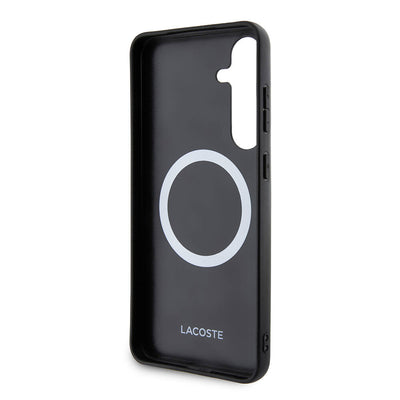 Galaxy S24 Plus Kılıf Lacoste Orjinal Lisanslı PU Pike Desenli Arka Yüzey İkonik Timsah Dokuma Logolu Kapak Siyah