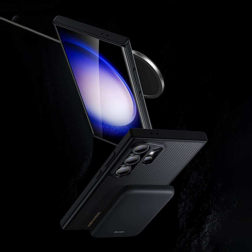 Galaxy S24 Plus Kılıf M-safe Şarj Özellikli Karbon Fiber Benks Montage Hybrid ArmorPro Kevlar Kılıf