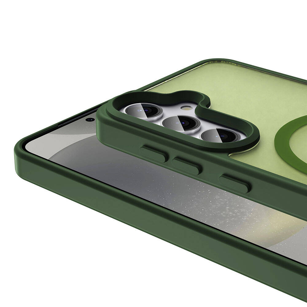 Galaxy S24 Plus Kılıf M-safe Şarj Özellikli Mat Arka Yüzey Zore Sio Kapak Koyu Yeşil