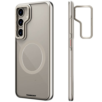 Galaxy S24 Plus Kılıf Magsafe Şarj Özellikli Sararma Önleyici Youngkit Crystal Grid Kapak Siyah