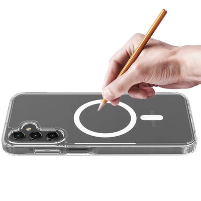 Galaxy S24 Plus Kılıf M-safe Şarj Özellikli Şeffaf Sert PC Zore Embos Kapak Renksiz