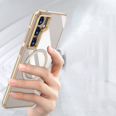 Galaxy S24 Plus Kılıf Magsafe Şarj Özellikli Wlons Standlı Efsane Kapak Gold