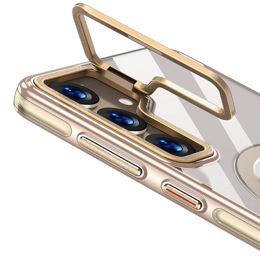 Galaxy S24 Plus Kılıf Magsafe Şarj Özellikli Wlons Standlı Efsane Kapak Gold