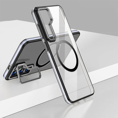 Galaxy S24 Plus Kılıf Magsafe Şarj Özellikli Wlons Standlı Efsane Kapak Gold