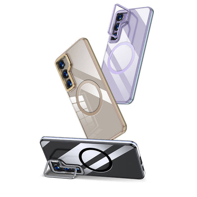 Galaxy S24 Plus Kılıf Magsafe Şarj Özellikli Wlons Standlı Efsane Kapak Gold