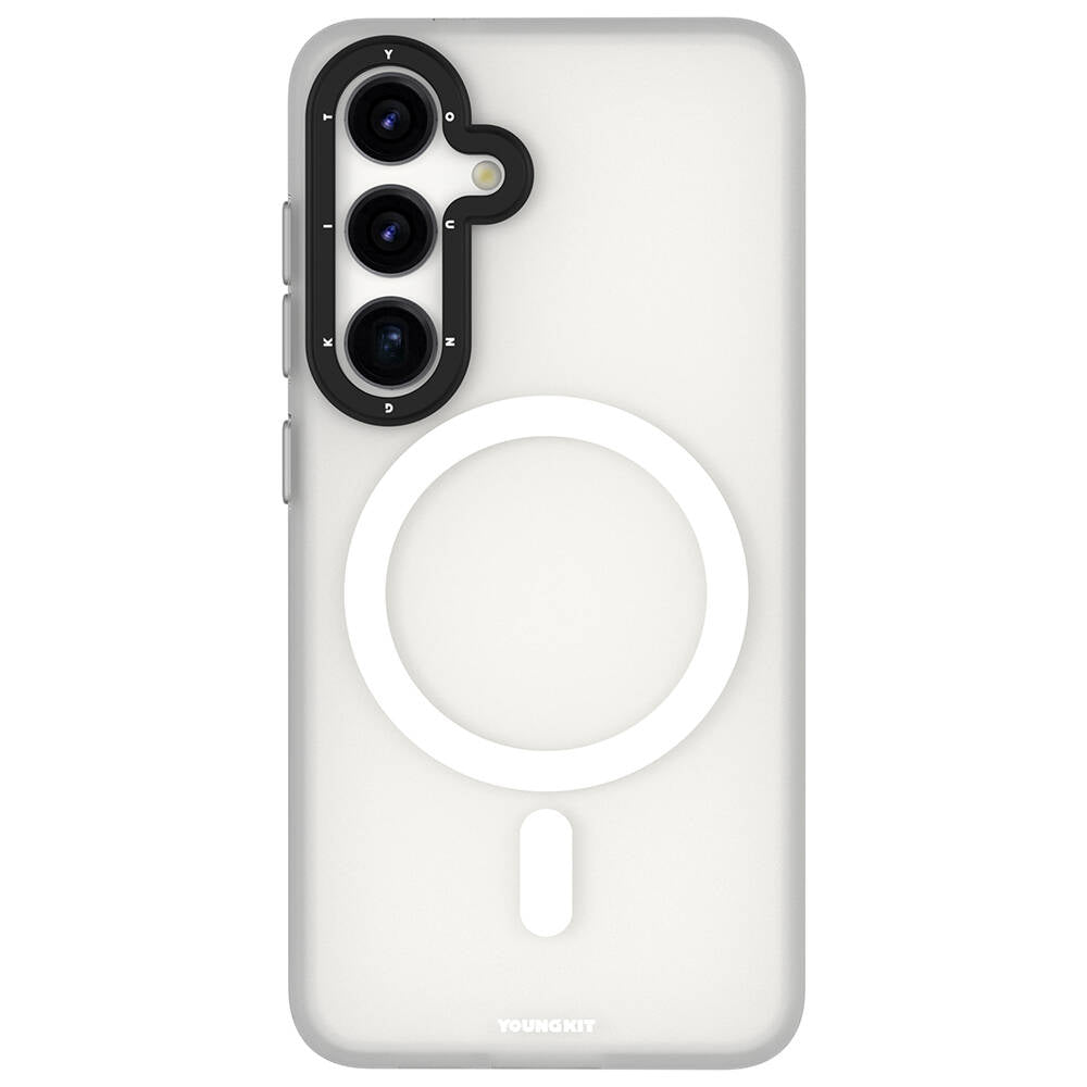 Galaxy S24 Plus Kılıf Magsafe Şarj Özellikli Youngkit Hidden Sand Serisi Kapak Beyaz