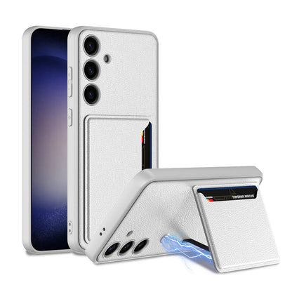 Galaxy S24 Plus Suni Deri Arka Yüzey Zore Kartlıklı Kıpta Silikon Kılıf