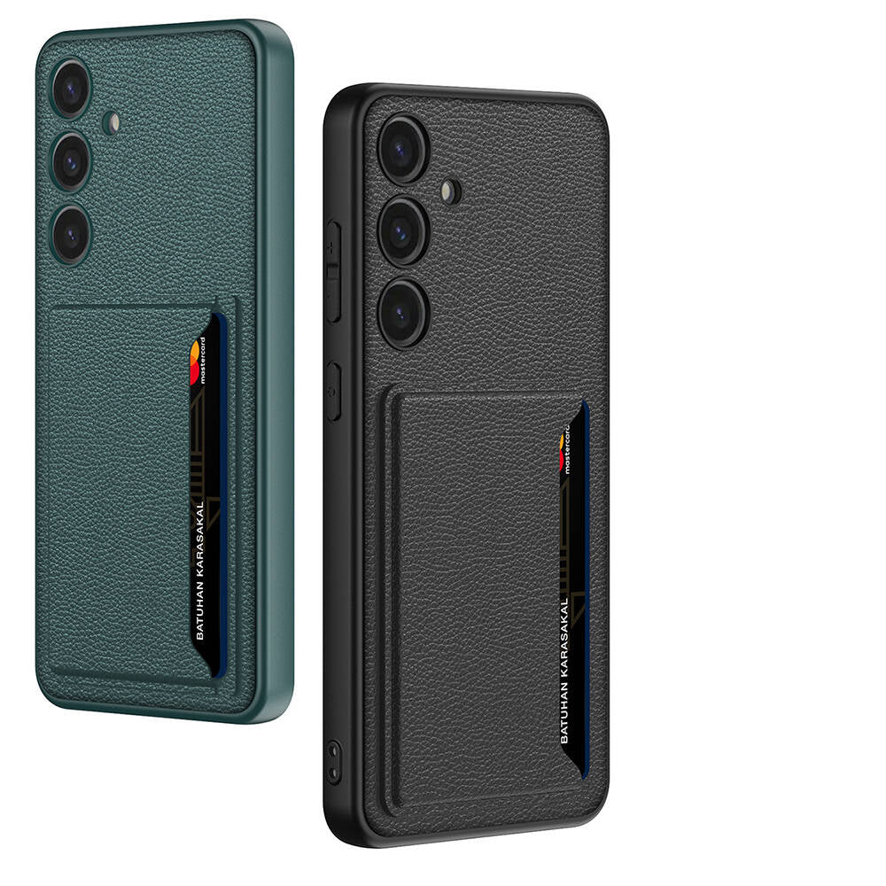 Galaxy S24 Plus Suni Deri Arka Yüzey Zore Kartlıklı Kıpta Silikon Kılıf