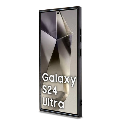 Galaxy S24 Ultra Kılıf AMG Orjinal Lisanslı Çift Katmanlı Büyük Logolu Dörtgen Şerit Desenli Kapak Siyah