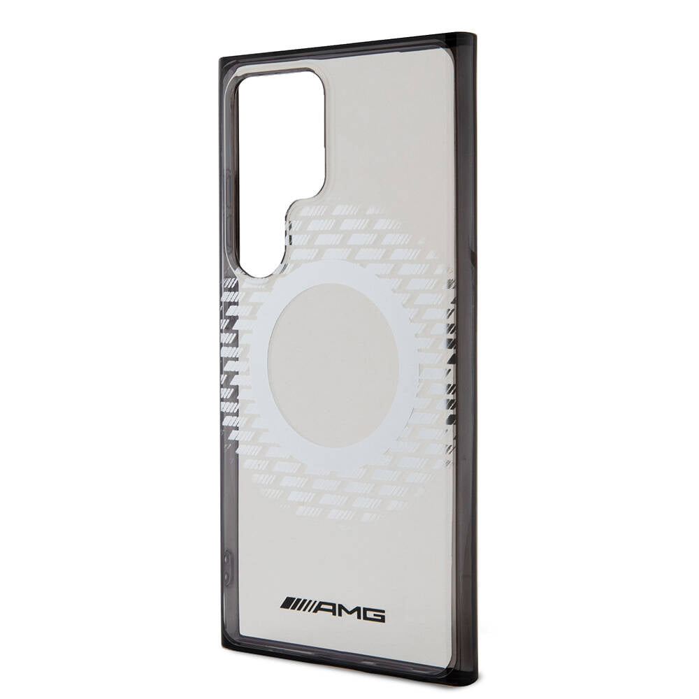 Galaxy S24 Ultra Kılıf AMG Orjinal Lisanslı M-safe Şarj Özellikli Eşkenar Dörtgen Desenli Transparan Kılıf