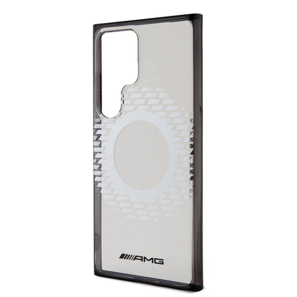 Galaxy S24 Ultra Kılıf AMG Orjinal Lisanslı M-safe Şarj Özellikli Eşkenar Dörtgen Desenli Transparan Kılıf