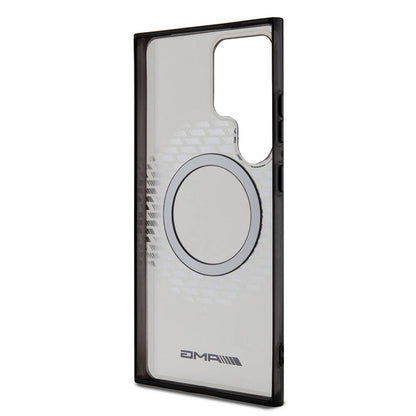 Galaxy S24 Ultra Kılıf AMG Orjinal Lisanslı M-safe Şarj Özellikli Eşkenar Dörtgen Desenli Transparan Kılıf