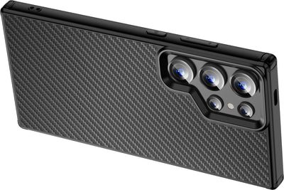 Galaxy S24 Ultra Kılıf Aramid Karbon Fiber Magsafe Özellikli Wlons Radison Kapak Siyah