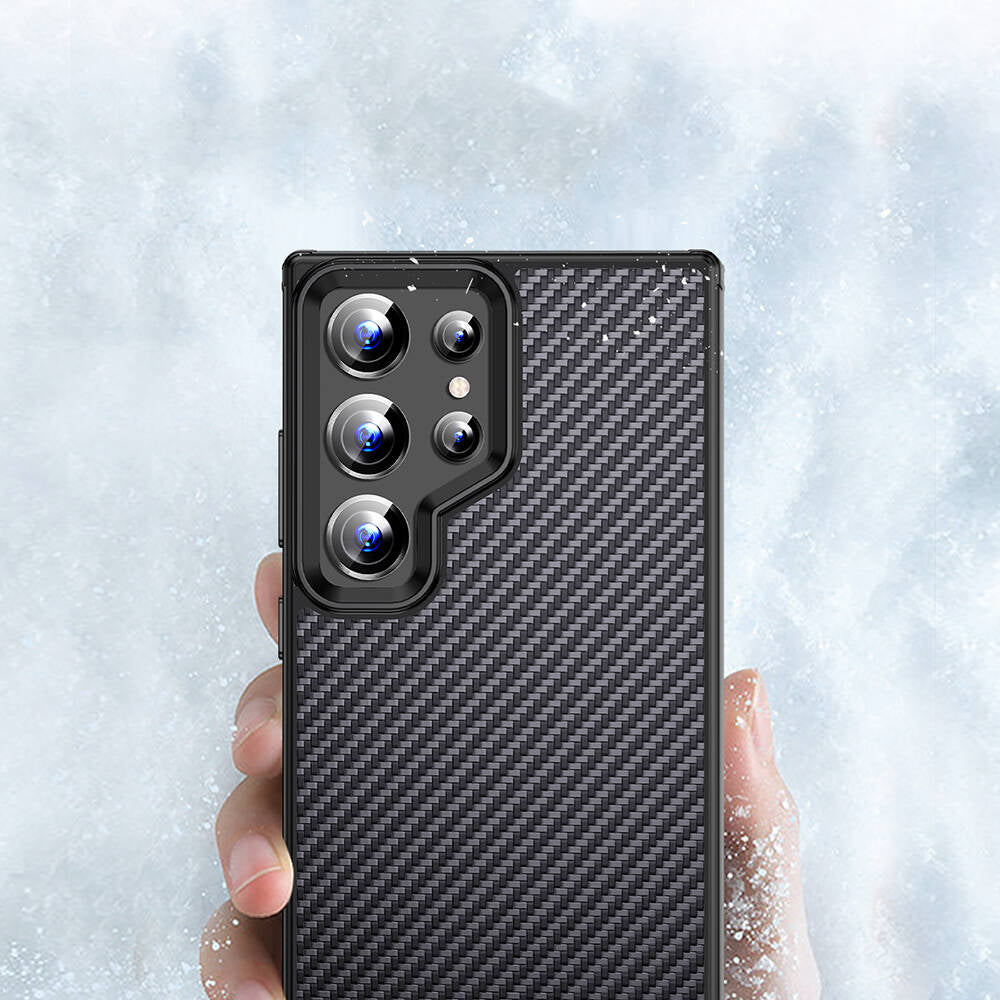 Galaxy S24 Ultra Kılıf Aramid Karbon Fiber M-safe Özellikli Wlons Radison Kılıf