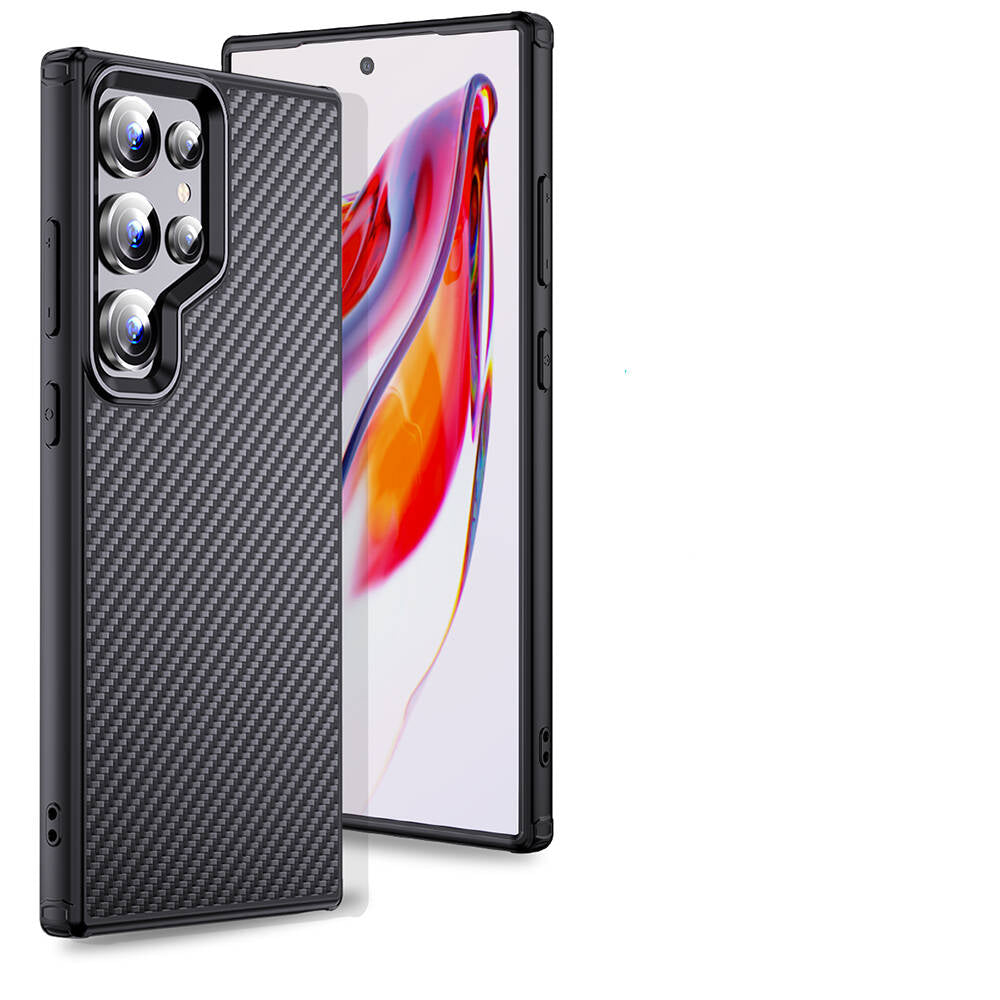 Galaxy S24 Ultra Kılıf Aramid Karbon Fiber Magsafe Özellikli Wlons Radison Kapak Siyah