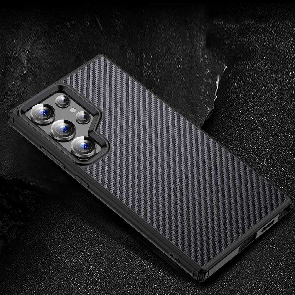 Galaxy S24 Ultra Kılıf Aramid Karbon Fiber Magsafe Özellikli Wlons Radison Kapak Siyah