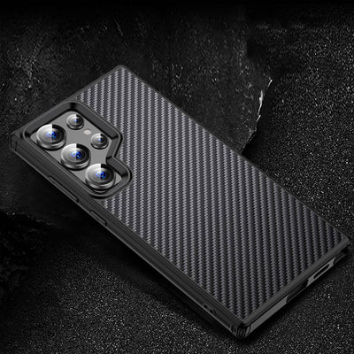 Galaxy S24 Ultra Kılıf Aramid Karbon Fiber Magsafe Özellikli Wlons Radison Kapak Siyah