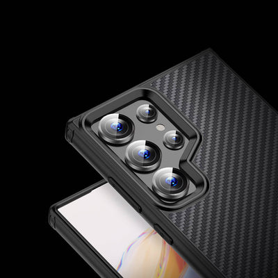 Galaxy S24 Ultra Kılıf Aramid Karbon Fiber Magsafe Özellikli Wlons Radison Kapak Siyah