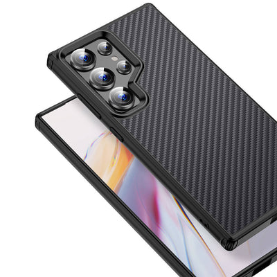 Galaxy S24 Ultra Kılıf Aramid Karbon Fiber Magsafe Özellikli Wlons Radison Kapak Siyah