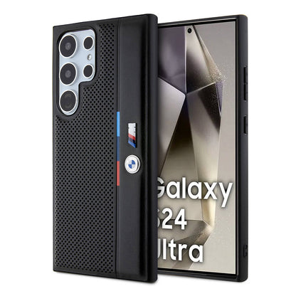 Galaxy S24 Ultra Kılıf BMW Orjinal Lisanslı M Logolu Üç Renk Çizgili Delikli Detail Line Kılıf