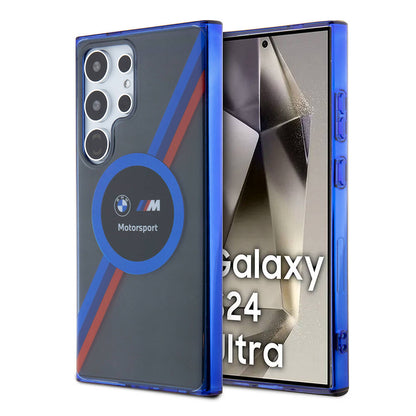 Galaxy S24 Ultra Kılıf BMW Orjinal Lisanslı M Logolu Üç Renk Çizgili Motorsport Circle Kılıf