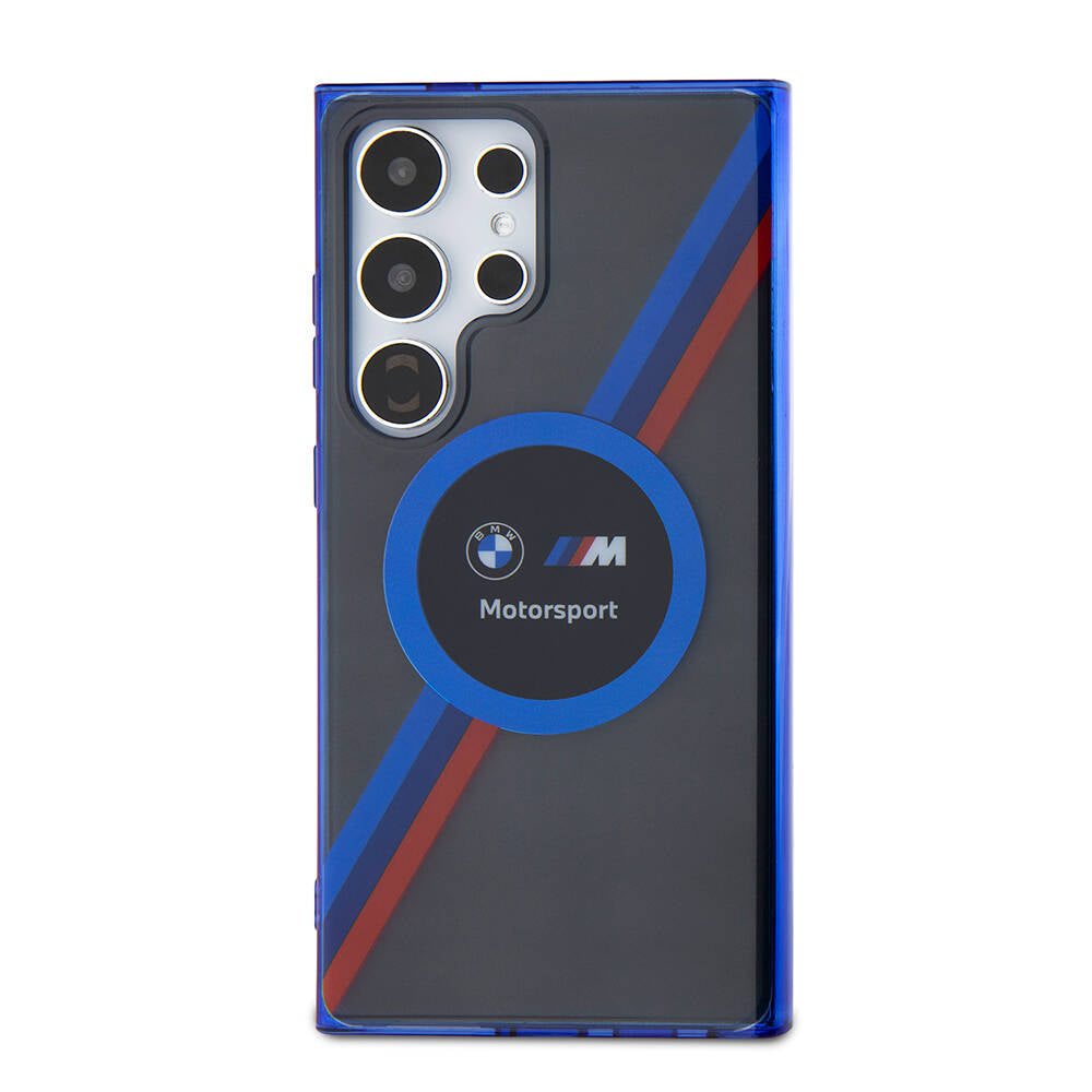 Galaxy S24 Ultra Kılıf BMW Orjinal Lisanslı M Logolu Üç Renk Çizgili Motorsport Circle Kılıf