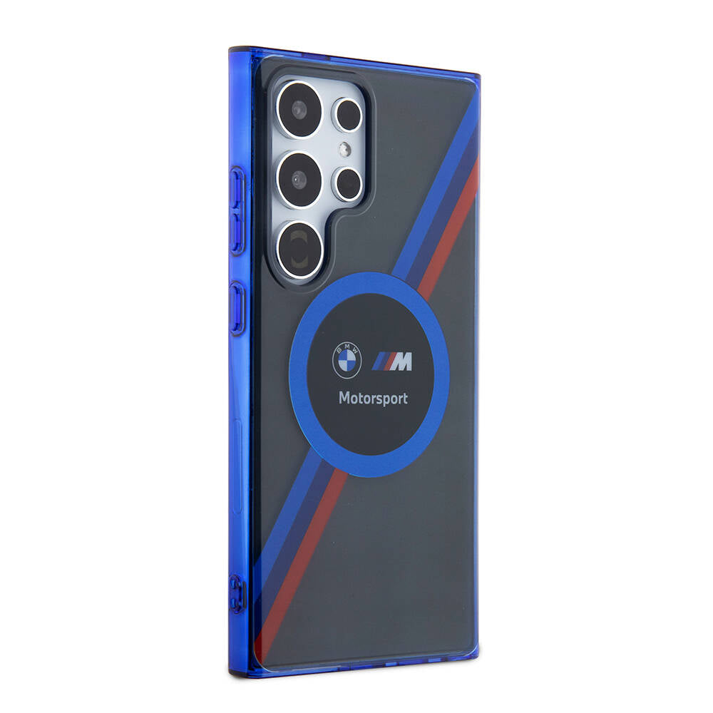 Galaxy S24 Ultra Kılıf BMW Orjinal Lisanslı M Logolu Üç Renk Çizgili Motorsport Circle Kılıf