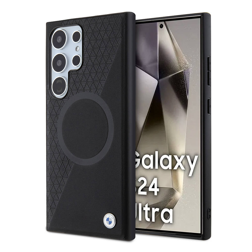 Galaxy S24 Ultra Kılıf BMW Orjinal Lisanslı M-safe Şarj Özellikli Yarım Dokulu Circle Leather Kılıf