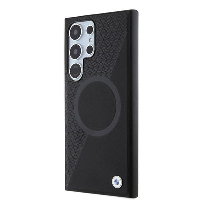 Galaxy S24 Ultra Kılıf BMW Orjinal Lisanslı M-safe Şarj Özellikli Yarım Dokulu Circle Leather Kılıf