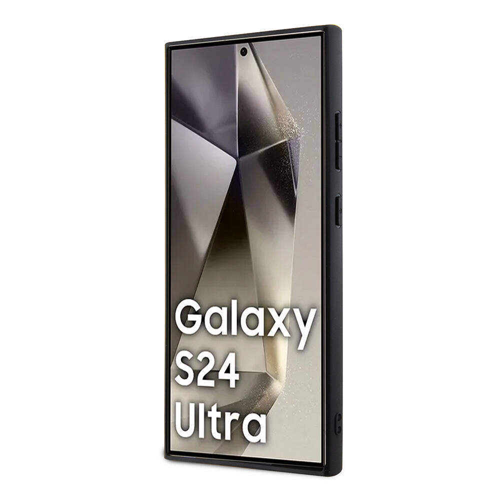 Galaxy S24 Ultra Kılıf BMW Orjinal Lisanslı Magsafe Şarj Özellikli Yarım Dokulu Circle Leather Kapak Siyah