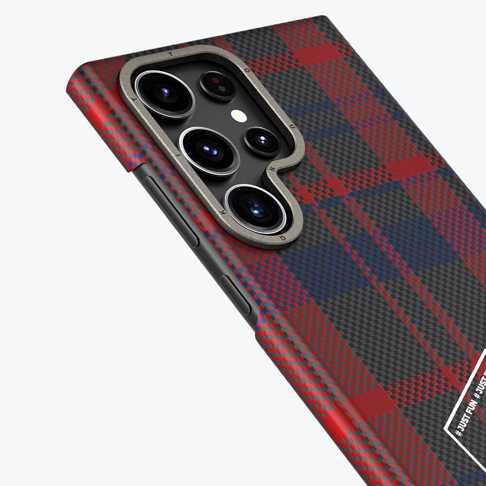 Galaxy S24 Ultra Kılıf Ekose Desenli Youngkit Gezhi Serisi Kapak Kahverengi