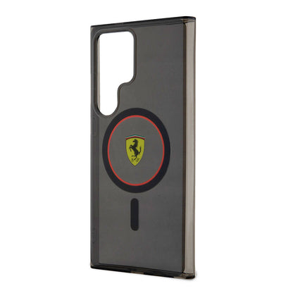 Galaxy S24 Ultra Kılıf Ferrari Orjinal Lisanslı M-safe Şarj Özellikli Füme İç Yüzey Circle Line Kılıf