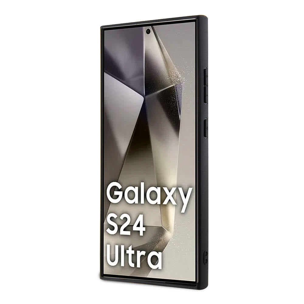 Galaxy S24 Ultra Kılıf Guess Orjinal Lisanslı 4G Desenli Üçgen Logolu Standlı Deri Kılıf