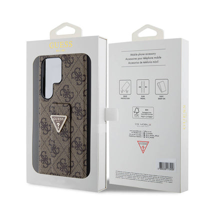 Galaxy S24 Ultra Kılıf Guess Orjinal Lisanslı 4G Desenli Üçgen Logolu Standlı Deri Kılıf