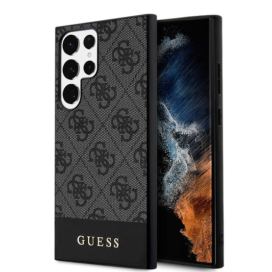 Galaxy S24 Ultra Kılıf Guess Orjinal Lisanslı PU Deri Şerit Logo Dizaynlı Kılıf