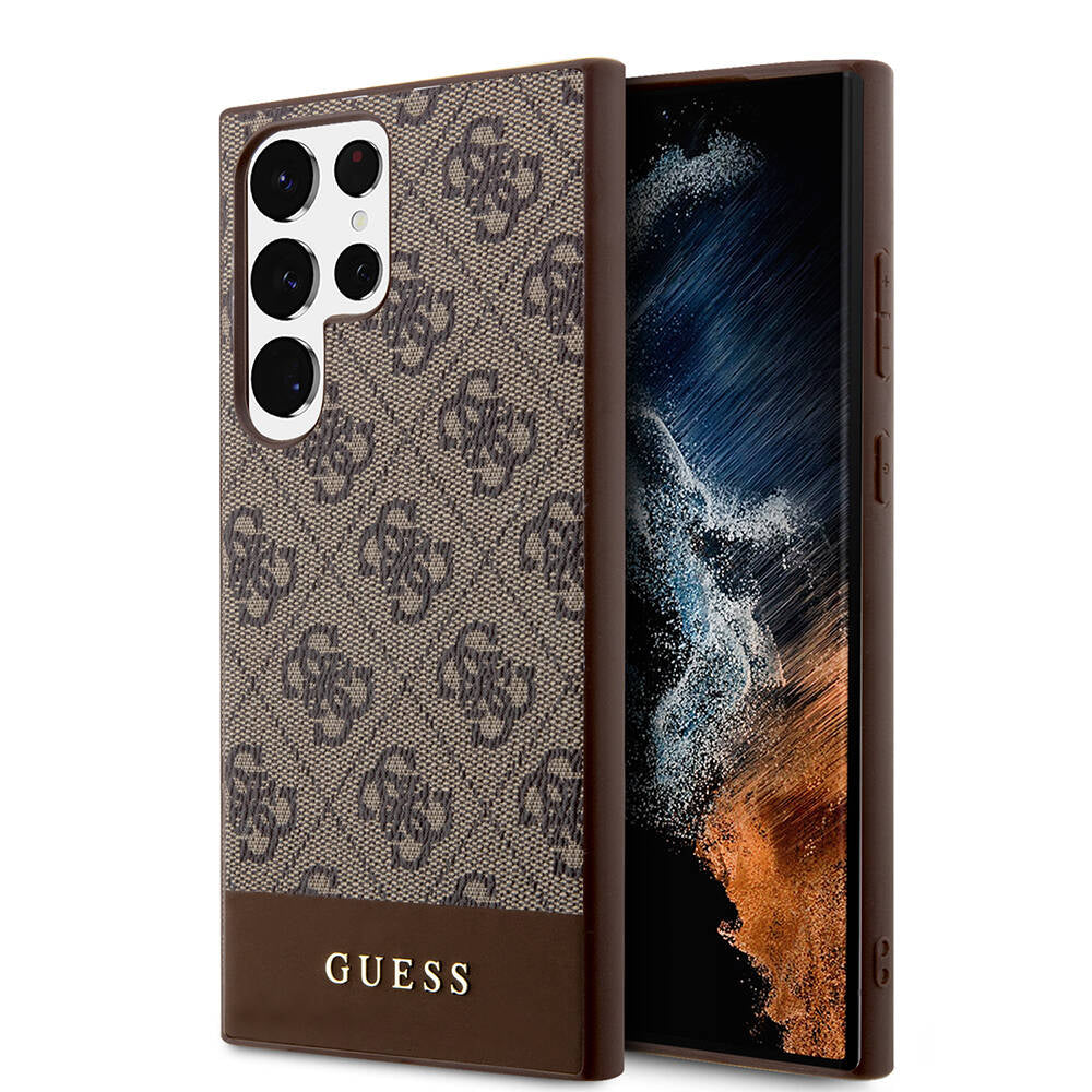 Galaxy S24 Ultra Kılıf Guess Orjinal Lisanslı PU Deri Şerit Logo Dizaynlı Kılıf