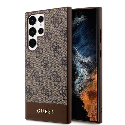 Galaxy S24 Ultra Kılıf Guess Orjinal Lisanslı PU Deri Şerit Logo Dizaynlı Kılıf