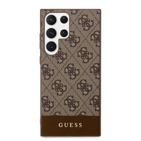 Galaxy S24 Ultra Kılıf Guess Orjinal Lisanslı PU Deri Şerit Logo Dizaynlı Kapak