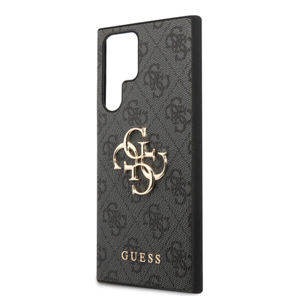 Galaxy S24 Ultra Kılıf Guess Orjinal Lisanslı PU Deri Yazı ve 4G Metal Logolu Desenli Kılıf