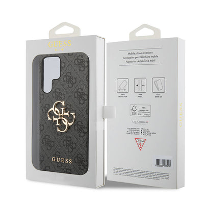 Galaxy S24 Ultra Kılıf Guess Orjinal Lisanslı PU Deri Yazı ve 4G Metal Logolu Desenli Kapak Pembe