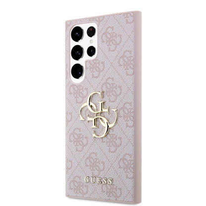 Galaxy S24 Ultra Kılıf Guess Orjinal Lisanslı PU Deri Yazı ve 4G Metal Logolu Desenli Kılıf