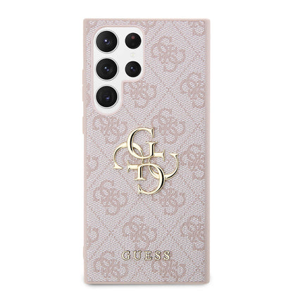 Galaxy S24 Ultra Kılıf Guess Orjinal Lisanslı PU Deri Yazı ve 4G Metal Logolu Desenli Kılıf