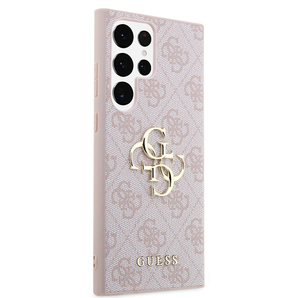 Galaxy S24 Ultra Kılıf Guess Orjinal Lisanslı PU Deri Yazı ve 4G Metal Logolu Desenli Kılıf
