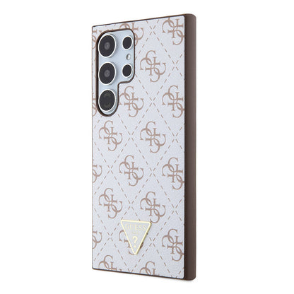 Galaxy S24 Ultra Kılıf Guess Orjinal Lisanslı PU Üçgen Logo 4G Desenli Kılıf