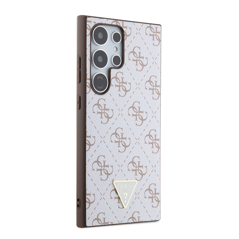 Galaxy S24 Ultra Kılıf Guess Orjinal Lisanslı PU Üçgen Logo 4G Desenli Kılıf