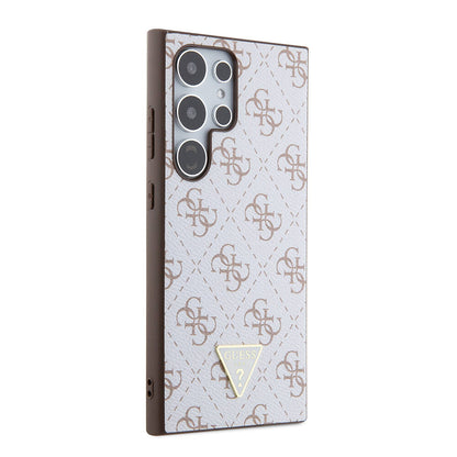 Galaxy S24 Ultra Kılıf Guess Orjinal Lisanslı PU Üçgen Logo 4G Desenli Kılıf